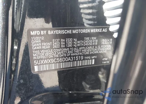 2013 BMW X3 xDrive28I from USA, damaged, VIN 5UXWX9C56D0A31519